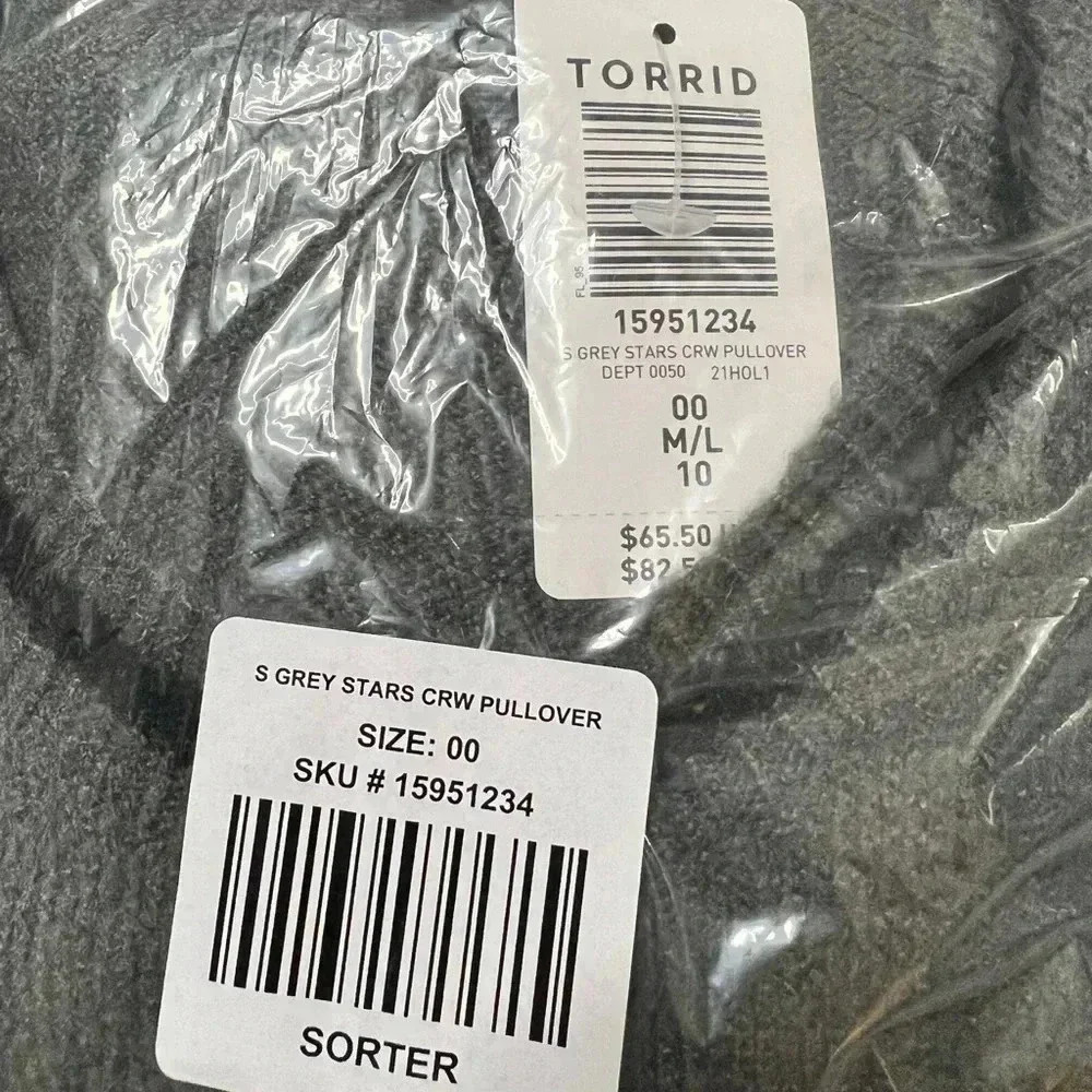Torrid Gray Camo‎ Star Print Crew Neck Sweater Size 00 - Picture 4 of 5